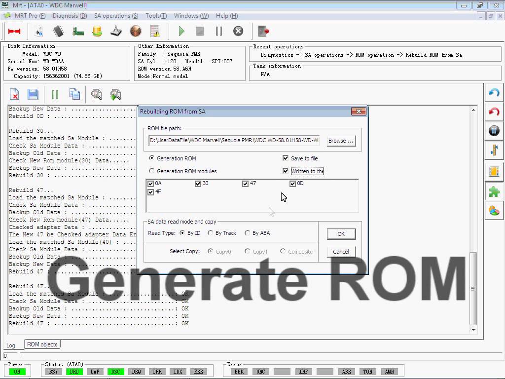 How to use MRT Pro to rebuild ROM Modules on Western Digital HDD